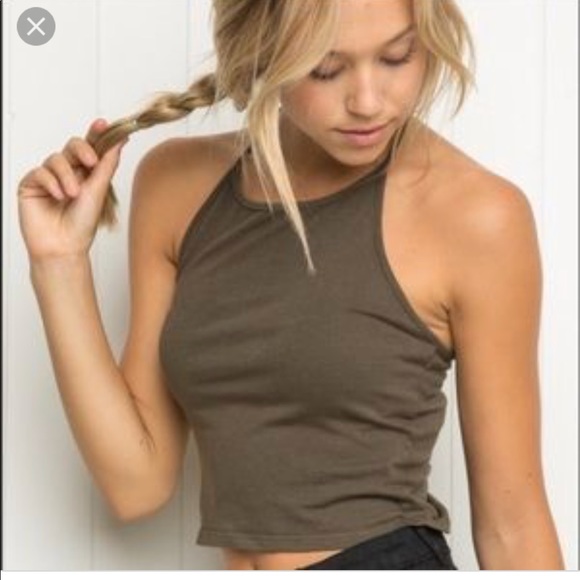 Brandy Melville Tops Brandy Melville Olive Green Halter Top Poshmark